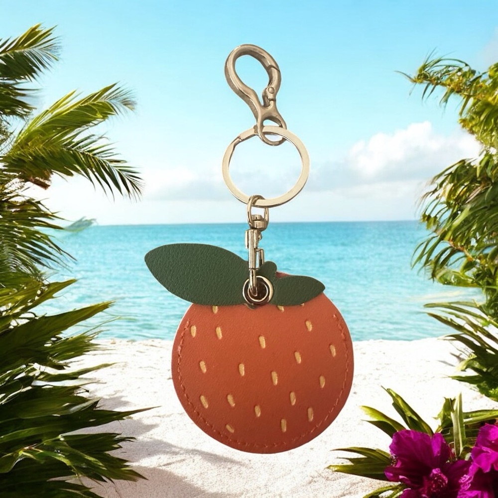 Bag Charm - Orange‎ Keychain Cover for Apple Air Tag Tracker. New.